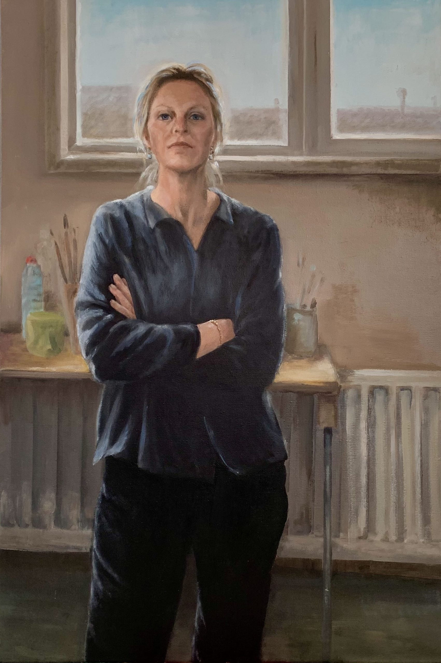 zelfportret_in_atelier,_olieverf_op_linnen_60x90_cm_-_margot_koopman
